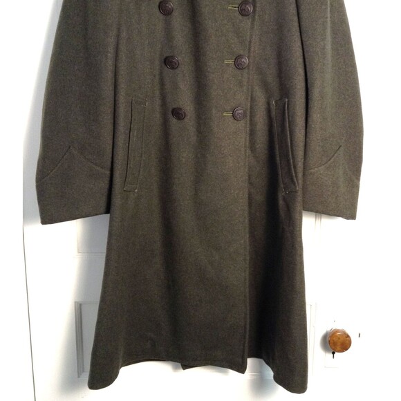 Vtg WW2 US Military Overcoat Mn 40 Green Wool Trench Dbl Breasted WWII 40s Heavy - Picture 3 of 10
